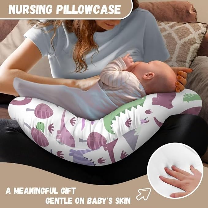 Cute Dinosaurs Nursing Pillow Covers for Breastfeeding and Bottle,Machine Washable and Wipeable,Cover Only