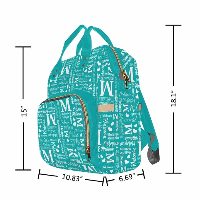 InterestPrint Personalized Diaper Bag with Name Custom Light Green Monogram Diaper Bag Customized Signature Mommy Nappy Bag Fashion Backpack Shoulder Bag Casual Daypack Bag for Travel Outside