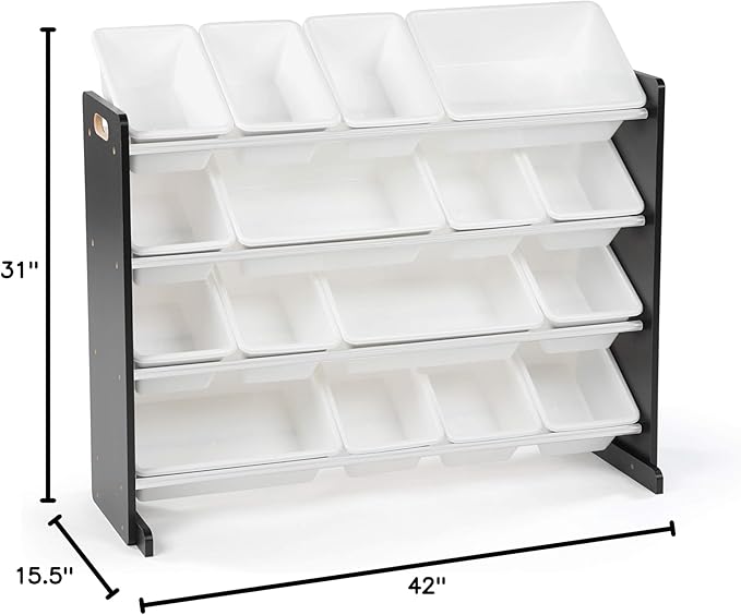 Humble Crew Supersized Toy Storage Organizer with 16 Removable Bins, Black/White ??Large Toy Storage for Toddlers Ideal for Kids' Rooms, Playrooms, and Nurseries - Modern Toy Bins for Kids