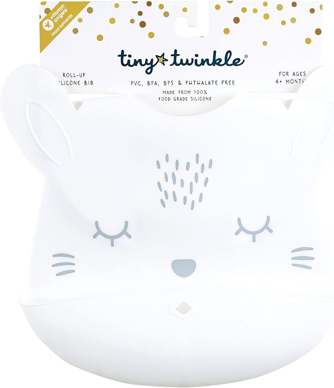 Tiny Twinkle Roll-Up Silicone Bib - Soft, Durable, Easy Clean Waterproof Silicone Bibs With Food Catcher