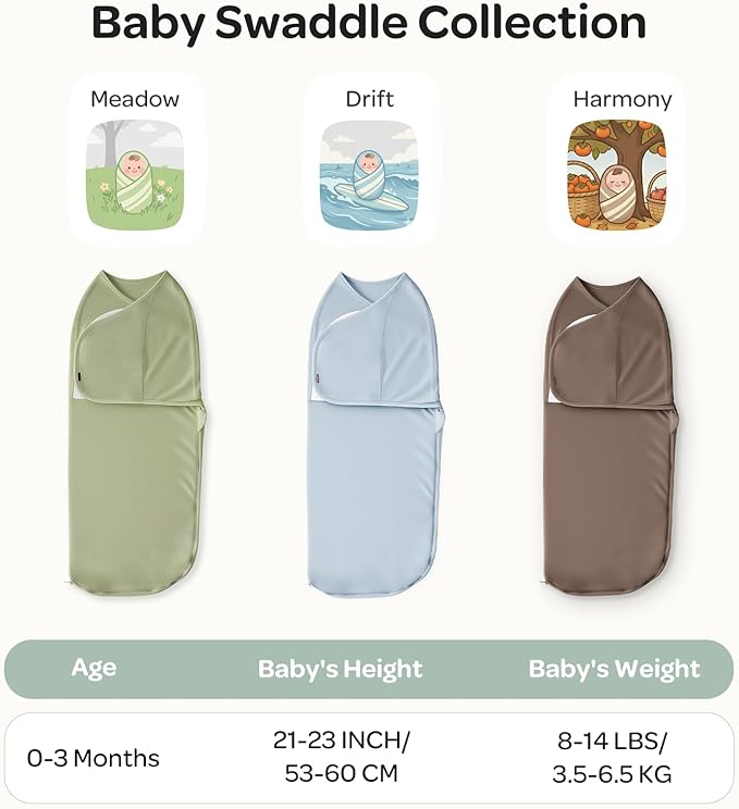Momcozy Swaddles for Newborns, Quiet Fastener Swaddle Suitable for Infant 0-3 Months, New-Parent-Friendly Sleep Sack, Reduce Startle Reflex, Newborn Boys Girls Registry Essentials, 2-Pack, Meadow