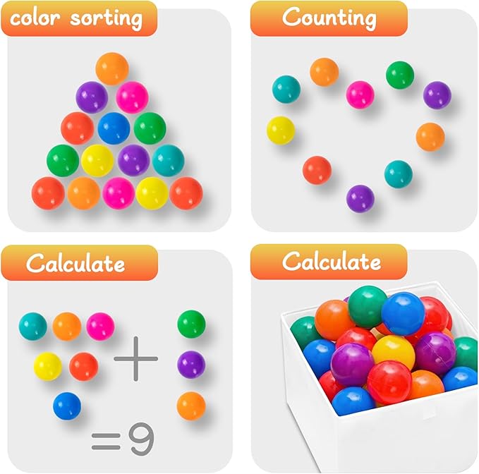Markdang 100PCS Ball Pit Balls 8 Colors Plastic 2.1-2.2" Crush Proof Playpen Balls with Zip Storage Bag, Phthalate & Bpa Free for Babies Crawl Tunnel, Ball Pit & Trampoline