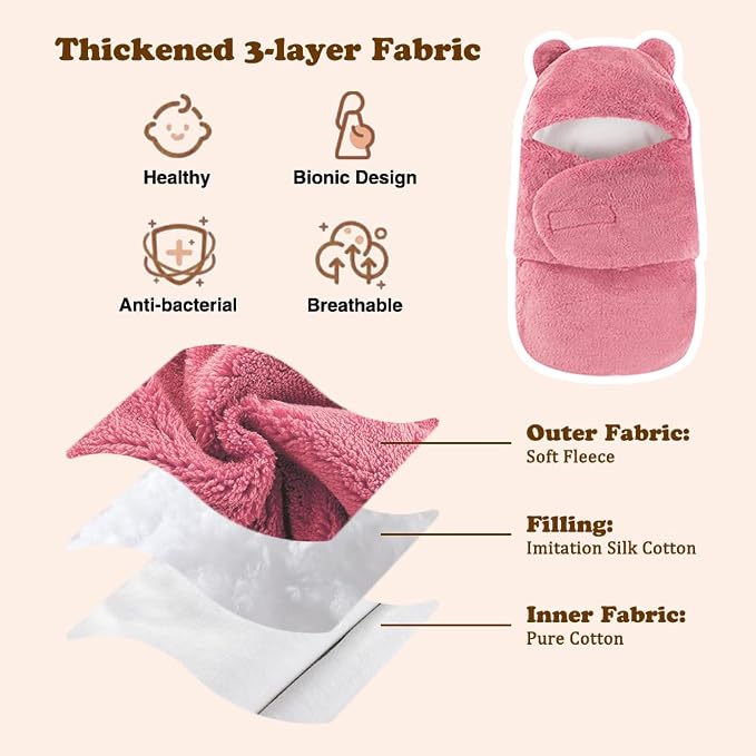 AiWMGL Baby Swaddle Blanket Boys Girls 3-6 Months Fleece Thicken Winter Warm Adjustable Newborn Swaddling Wrap Soft Sleeping Sacks Infant