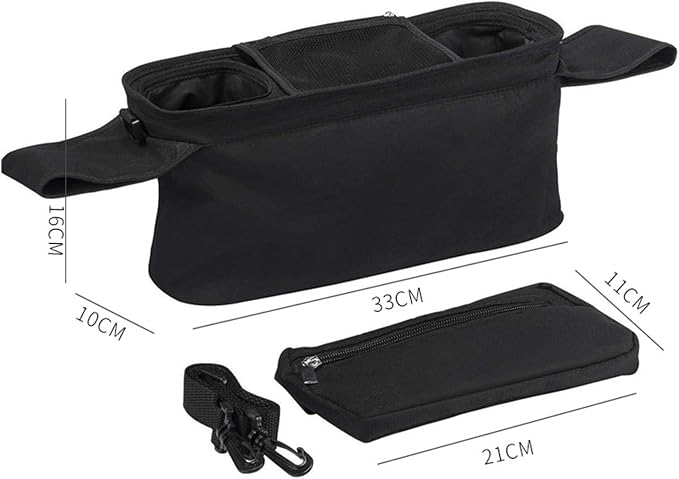YOXIER Stroller Organizer,Baby Stroller Organizer with 2 Insulated Cup Holder,Detachable Zippered Pocket & Adjustable Shoulder Strap, Universal Stroller Accessories Fits for All Baby Strollers Pink