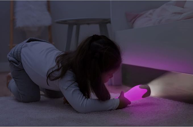 Zazu Kids Nightlight Torch Lamp Giraffe Toy - Grey Flashlight and Bedside Light, Cordless, Multiple LED Color Options, Auto Shut-Off - Gina The Giraffe