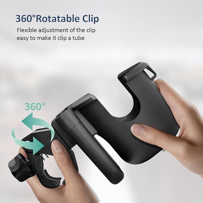 Universal Stroller Cup Holder with Phone Holder, 360°Rotatable Bottle Holder with Strong Clip, Accessories for Stroller, Bike, Wheelchair, Walker, Scooter (UM-SCH-B2410, Large)