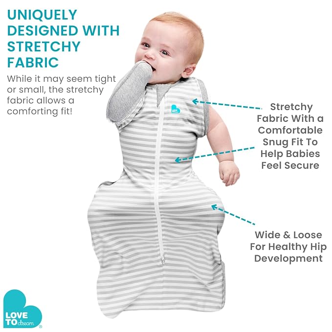 Love to Dream Swaddle Up Transition Swaddle, Patented Zip-Off Wings, Cotton, 1.0 TOG, Large (19-24 lbs), Helps Baby Transition to Arms-Free Sleep, Rainbow Dream