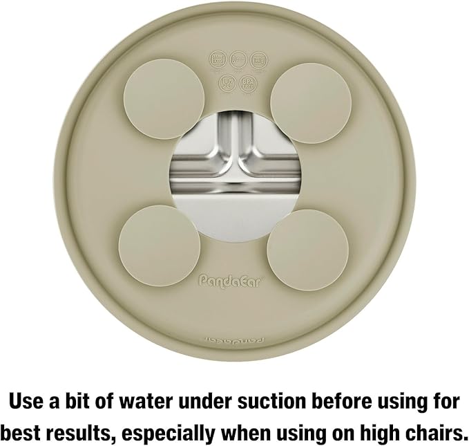 PandaEar 2 Pack Stainless Steel Baby Suction Plates & 2 Pack Spoons and Forks Set, Toddler Utensils Baby Feeding Set, Divided Plates for Baby Led Weaning Supplies, BPA-Free (Tan/Walnut)
