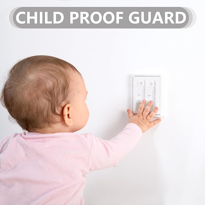 4 Pack Light Switch Cover Guard,Light Switch Lock With Glow In The Dark Effect, Child Proof Wall Switch Cover Keeps Lights or Switches from Being Accidentally Turned ON or OFF (White)