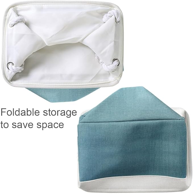 TheWarmHome Organization and Storage basket for Organizing - 3 Pack 16x12x12 inch Cube Storage Bin for Shelves, Fabric Storage Cubes for Organizer Cloth Closet Toy Box (White & Green)
