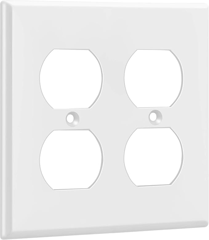 Enerlites 8822-W Duplex Receptacle Outlet Wall Plate, Standard Size 2-Gang, Polycarbonate Thermoplastic, White (Pack of 2)