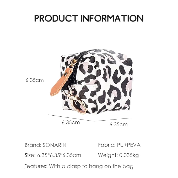 SONARIN Portable Pacifier Holder Case with Clasp for Diaper Bags,PU Baby Dummy Case Soother Pod Pacifier Case Pacifier Bag Storage Box for Holding 2 Pacifiers or Nipple Shields(Leopard Print)
