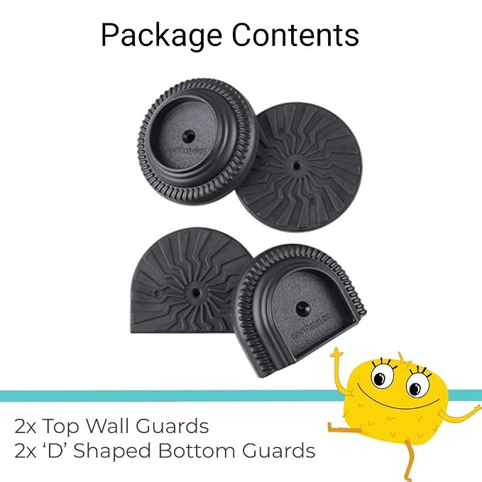 Toddleroo by North States - Safety Gate Wall Guards: Pressure Mounted Baby Gate Wall Protector - Pack of 4 - Black