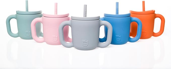 TalkTools ITSY Silicone Training Cup ??Mini Straw Cup for Baby - Anti Leak, Spill Proof and BPA Free Cup with Straw Insertion for Kids (Tangerine)