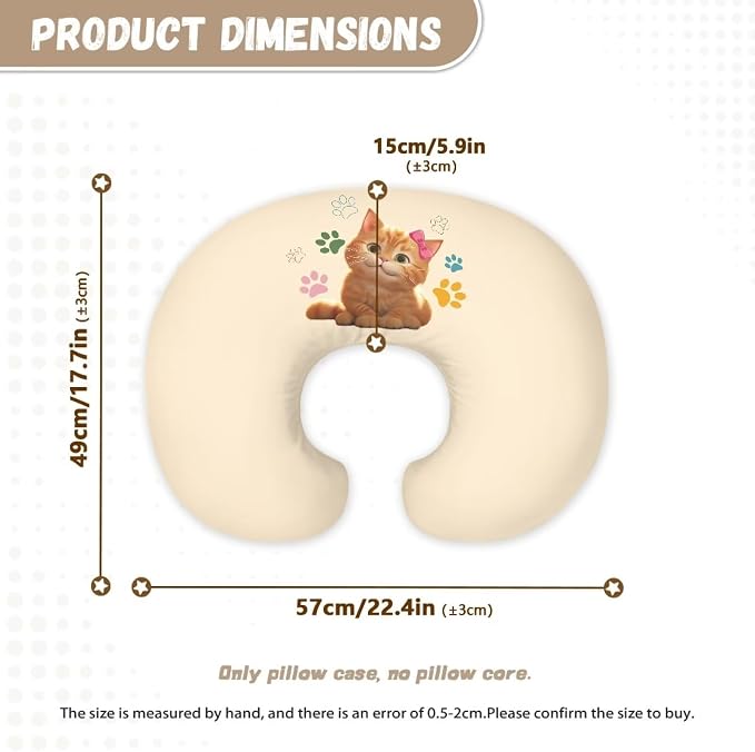 Cat Nursing Pillow Case 1 Pack for Breastfeeding Pillow Nursing Covers Pillow Slipcover Pillowcase Soft Fabric Fits Snug On Infant Feeding Cushion Cover Pillow Not Included