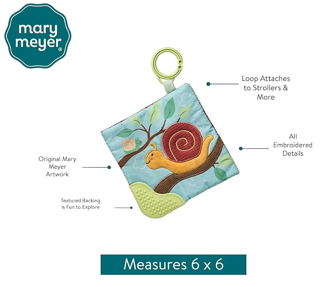 Mary Meyer Crinkle Teether Toy with Baby Paper and Squeaker, 6 x 6-Inches, Skippy Snail