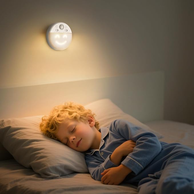 MY BEAUTY LIGHT Motion Sensor LED Night Light with 4 Facial Expressions, 2 Pack 3000K Soft Warm White Dimmable Hallway Light, Rechargeable LED Wall Sconces with Timer, Mood Light for Kids Adults
