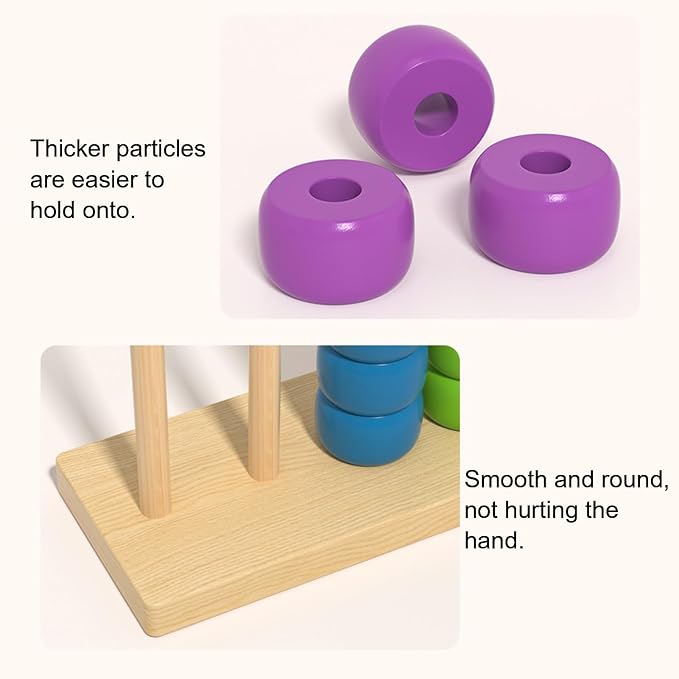 Wooden Color Match Challenge Game,Travel Stacking Game - 60 Colorful Rings & Cards, Quick Puzzle Game for Family, Teens, Adults - Fun Tabletop Games #A