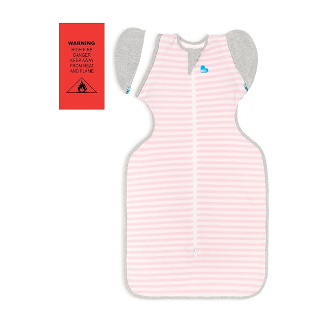 Love to Dream Swaddle Up, Transition Bag, 1.0 TOG, 13-19lbs, Patented Zip-Off Wings, Help Baby Transition from Being Swaddled to Arms-Free When Showing Signs of Rolling, Stripes Pink