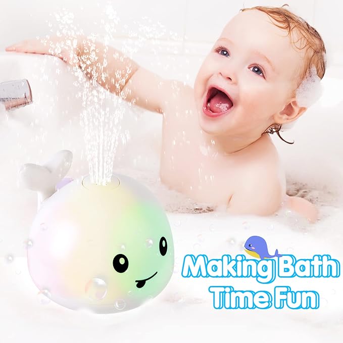 Gigilli Baby Bath Toys, Bath Toys for Kids Ages 1-3, 1 2 3 Year Boy Girl, Pool Water Toy Baby 6-12-18 Months, Light Up Whale Bath Toy Sprinkler Toddler Birthday Bathtub Fountain Pool Water Toy