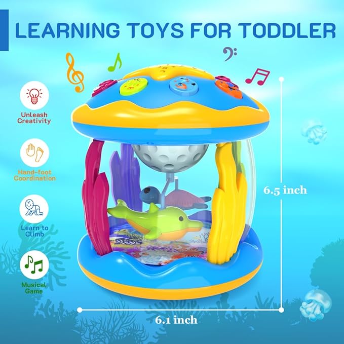 Baby Toys 6 to 12 Months - Musical Projector Rotating Light Up Toys, Tummy Time for Infant 12-18 Months, Learning Toy for Toddler 1 2 3 Years Old, Birthday Gifts for Boys Girls 0-3-6-9-12-18 Month