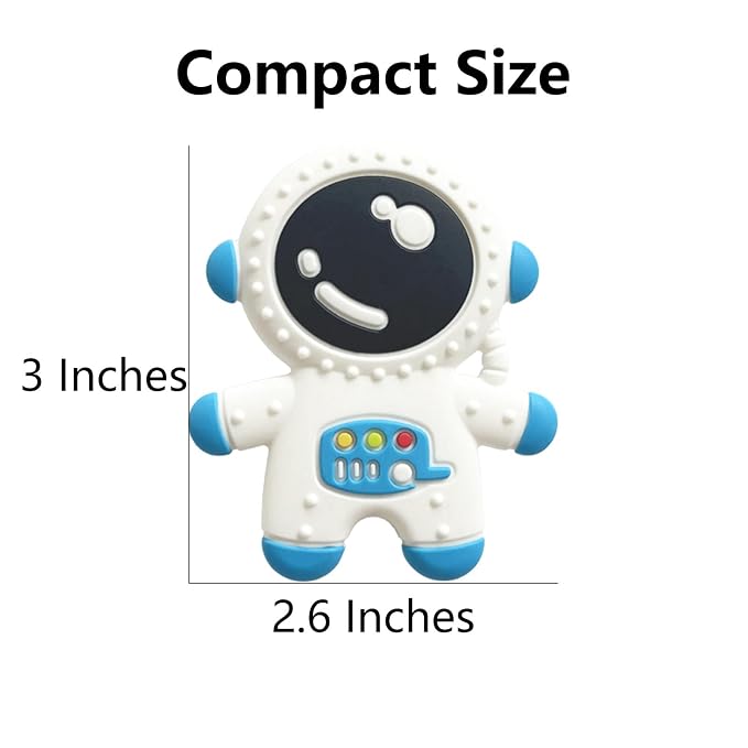 Baby Teething Spaceman Toy for 3+ Months Infants Sucking, Food Grade Silicon Astronaut Styling Teether, BPA Free (4 in 1 Pack)