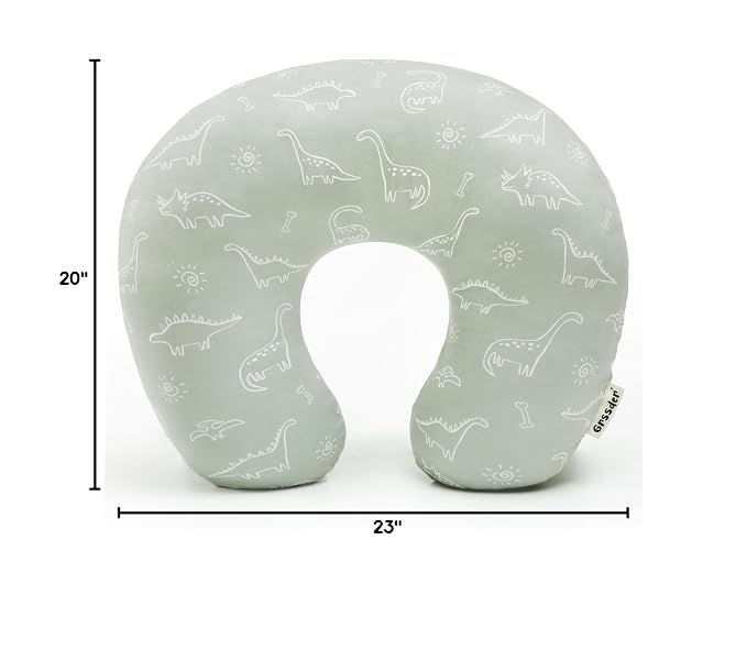 GRSSDER Nursing Pillow Cover Stretchy Minky Removable Nursing Covers for Breastfeeding Pillows, Ultra Soft Comfortable Slipcover for Boy and Girls, Dinosaurs Print