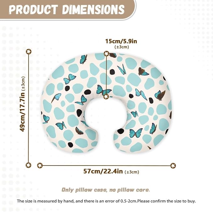 Butterfly 5 Nursing Pillow Cases 1 Pack for Breastfeeding Pillow Nursing Covers Pillow Slipcover Pillowcase Soft Fabric Fits Snug On Infant Feeding Cushion Cover Pillow Not Included