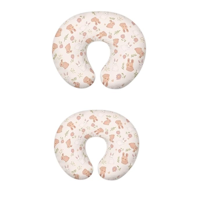Rabbit and Flower Nursing Pillow Cover for Baby Boy Girl Ultra Soft Comfortable Newborn Nursing Pillow Case Baby Essentials