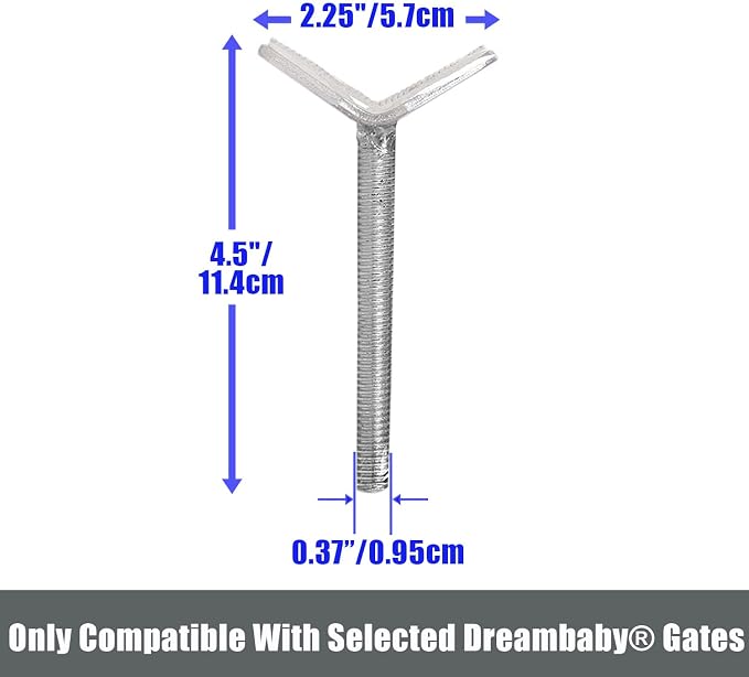 Dreambaby Y-Shaped Spindle Rod Banister Gate Adaptors - For Dreambaby Pressure Mounted Gates - 9.5mm Diameter Size & 4.5inch Length - Silver - 2 Count (Pack of 1) - Model L196
