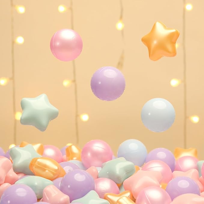 TRENDPLAY Star Ball Pit Balls 50 100 200 500 for Toddlers - Ball Pit Ball Shapes for Boys Girls Fun, Birthday Party, Christmas Decoration