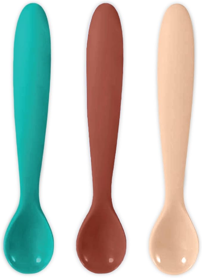 Lulyboo Silicone Baby Spoons Set of 3 Multicolored | Soft-Tip Infant Feeding Spoons for First Foods | BPA-Free, Gentle on Gums, Dishwasher Safe | Baby Weaning Utensils for 4+ Months