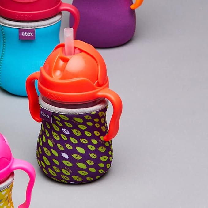 b.Box Sippy Cup with Weighted Straw. Drink from Any Angle, Leak Proof, Spill Proof, Easy Grip. BPA Free, Dishwasher Safe. for Babies 6m+ to Toddlers (Orange Zing, 8oz)