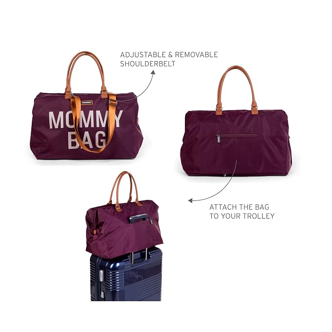 Childhome Original Mommy Diaper Bag - Large Tote for Travel and Hospital - Pregnancy Must Haves (Aubergine)