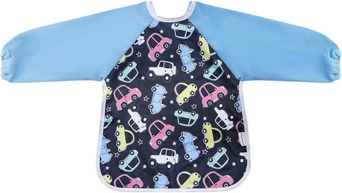 Infant Toddler Baby Waterproof Sleeved Bib, Bib with Sleeves&Pocket, 6-24 Months