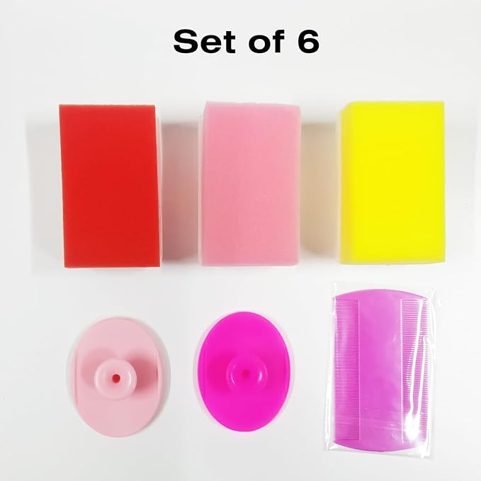 Baby Bath Sponges for Newborns - Baby Cradle Cap Brush - Cradle Cap Comb for Babies (Pack of 6) (Mixed Color A)