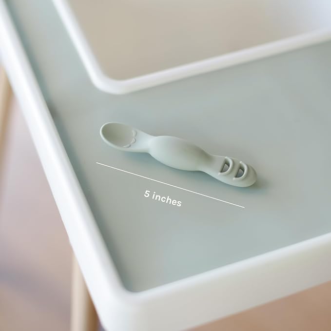 Yeah Baby Goods All You-Tensil, 2 Pack – Silicone Baby Led Weaning Spoon & Dipper - Self-Feeding Spoon Designed by Feeding Specialist to Support Development, 4+ Months Baby Utensils, (Coconut Cream)
