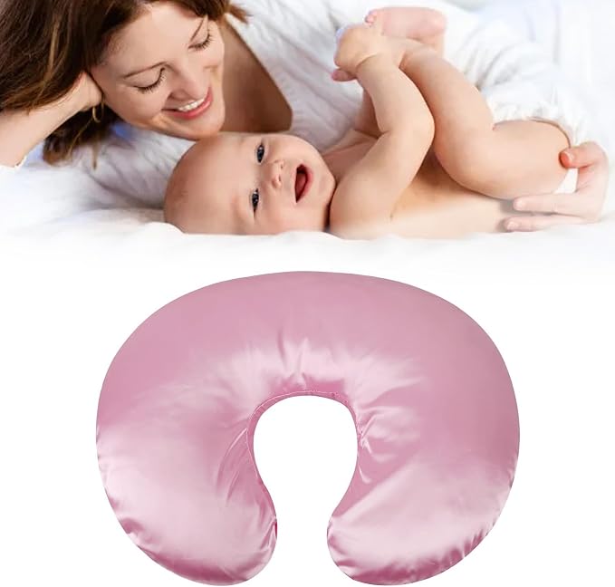 Breast Feeding Pillow Covers, Nursing Pillow Cover, Satin Pillow Case, Soft Washable Breathable Compatible Skin Friendly Breastfeeding Pillow Slipcover for Feeding (Pink)