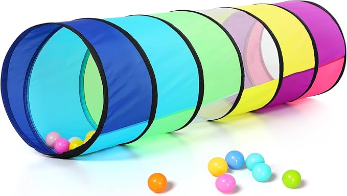Kids Play Tunnel for Toddlers, Colorful Pop Up Crawl Through Tunnel Play Tent for Baby or Dog Cat Pet with Breathable Mesh, Collapsible Gift for Boy Girl Game Indoor Outdoor Toy