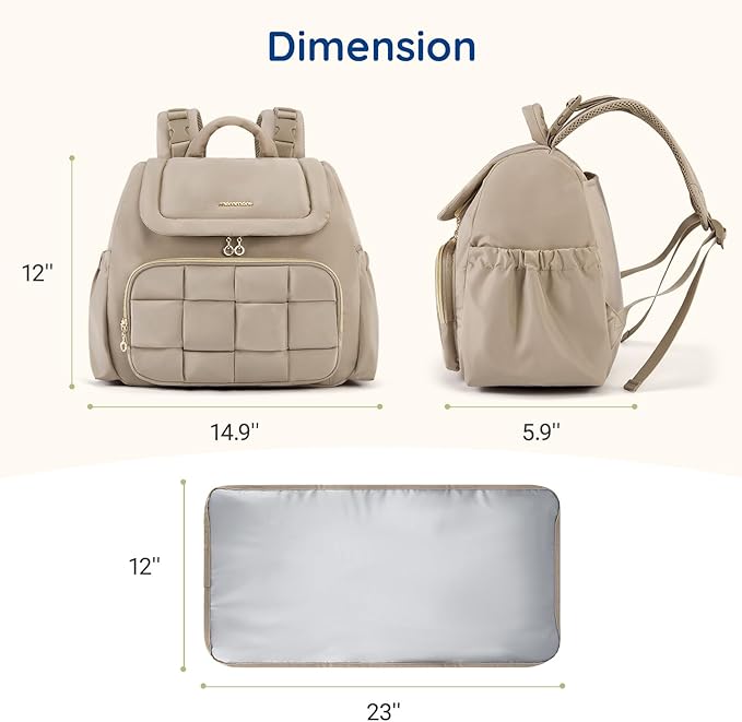 mommore Small Diaper Bag, Mini Baby Diaper Bag, Puffer Quilted Diaper Backpack with Changing Pad, Insulated Pockets, Stroller Strap, Woven Baby Bag for Travel Work