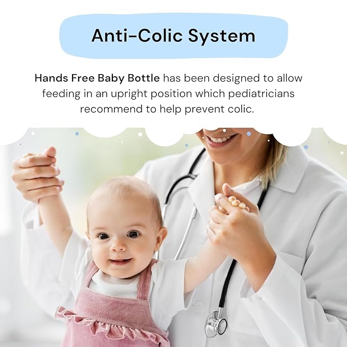 Hands-Free Baby Bottle - Anti-Colic Nursing System 9 oz Baby Bottle with Fast Flow Nipple/Teat 3m+ with Tube Straw Feeding System for Toddler (2 Bottles - Blue)