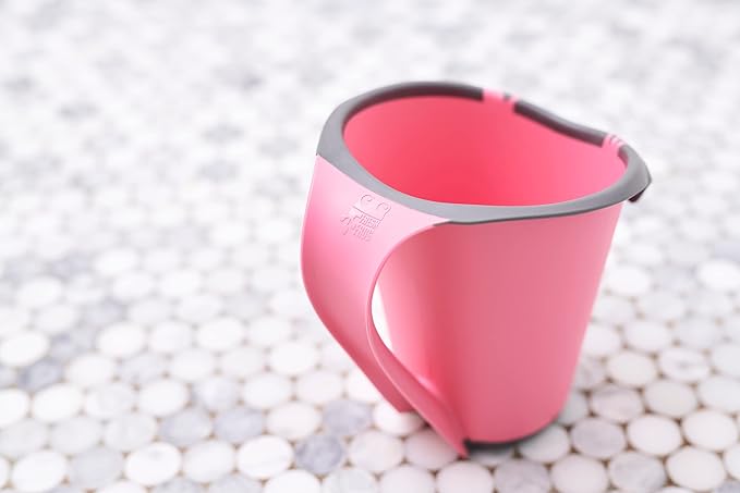 Plastic Bath Cup (800ml, 27 fl ounce) Waterfall Rinser, Made in USA (Pink)