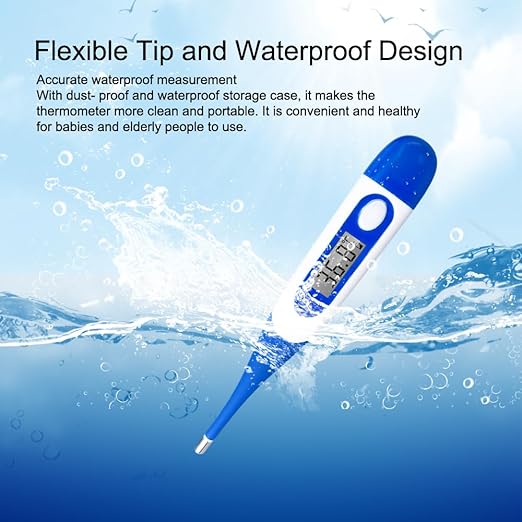 Berrcom Digital Thermometer for Adults, Oral and Underarm Thermometer for Baby and Kids Medical Thermometer with Fever Alarm Rectal Thermometer with Soft Tips