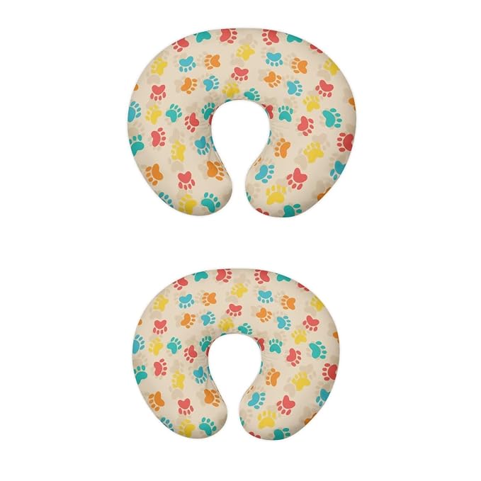 Multicolored Dog Paw Breastfeeding Pillow Slipcover for Baby Ultra Soft Comfortable Newborn Nursing Pillow Case Stretchy Replaceable Pillow Cover Slipcover