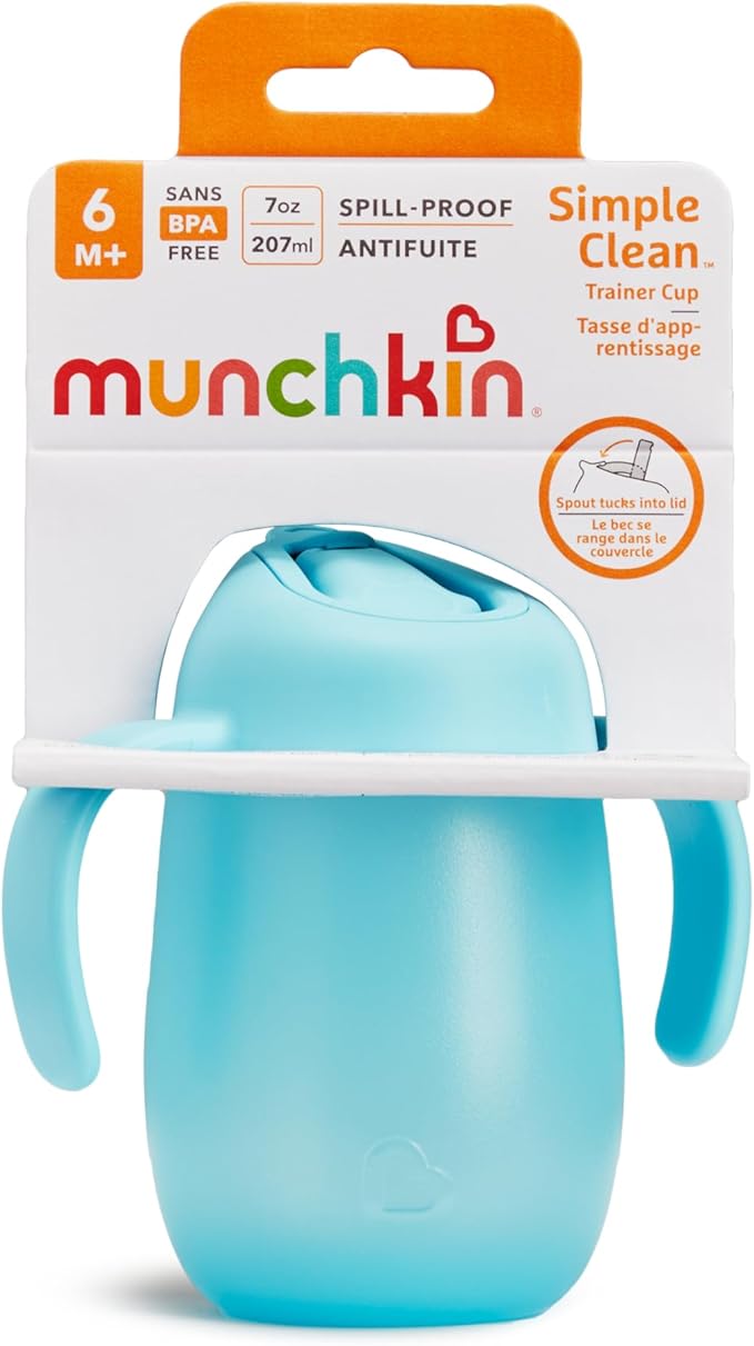 Munchkin Simple Clean Trainer Sippy Cup with Handles, 6+ Months, 7 Ounce, Blue/Pink