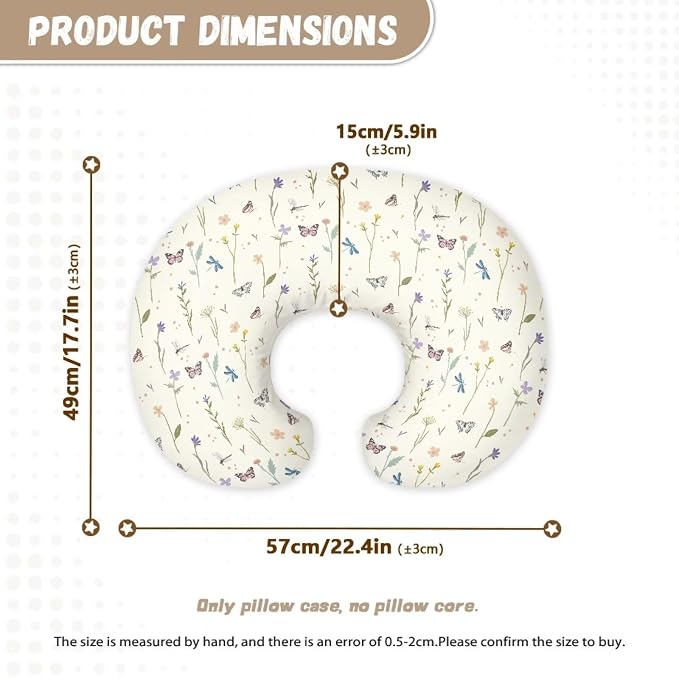 Flower Nursing Pillow Cover, Premium Quality Soft Breast Feeding Pillow Covers Great for Breastfeeding Moms