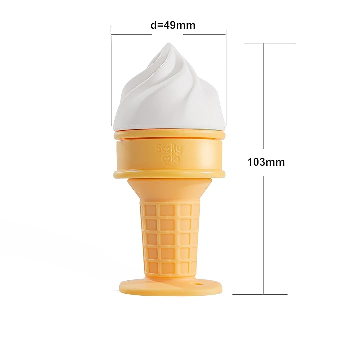 Smily Mia Baby Teether Toys, Water Fillable Silicone Cold Baby Teething Toys Chill Teether, Baby Water Teether/Ice Cream Cone Toy for Teething Relief 3-12 Months, White