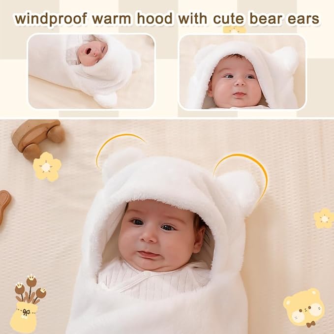 AiWMGL Baby Winter Fleece Swaddle Blanket Boys Girls Warm Soft Plush Sleeping Sacks Adjustable 0-3 Months Newborn Swaddling Wrap