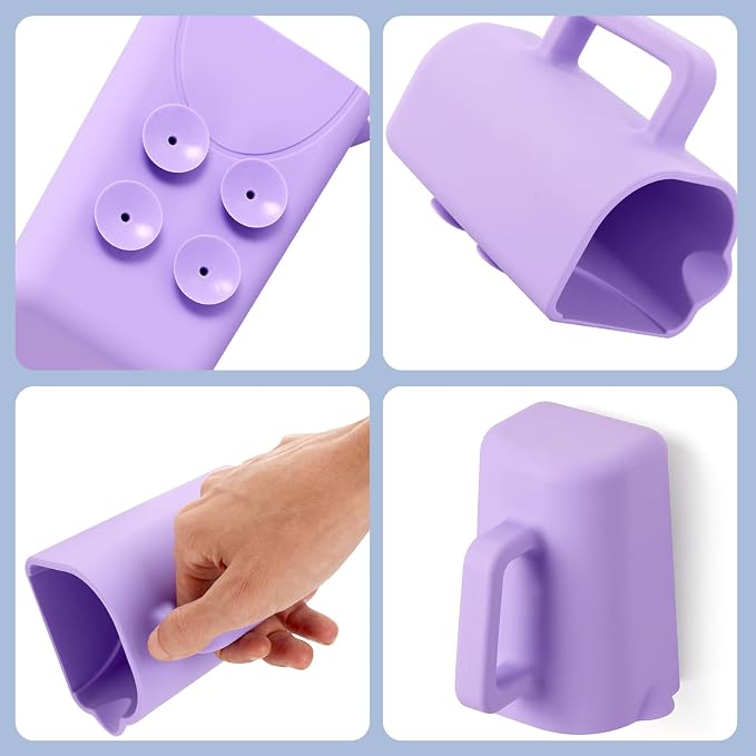 Baby Bath Rinse Cup with Suctions, 100% Food Grade Silicone, Rinser to Wash Hair and Body with Easy Grip Handle