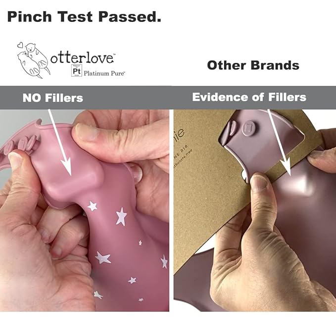 otterlove Silicone Bib ??100% Pure Platinum LFGB Baby Bibs with No Fillers ??Wide Food Catching Pocket ??Easy Clean ??Mess Proof ??Dishwasher Safe ??BPA and Phthalate Free